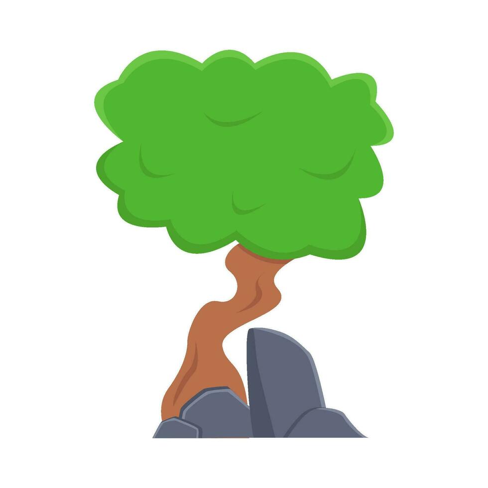 bonsai árvore com pedra ilustração vetor