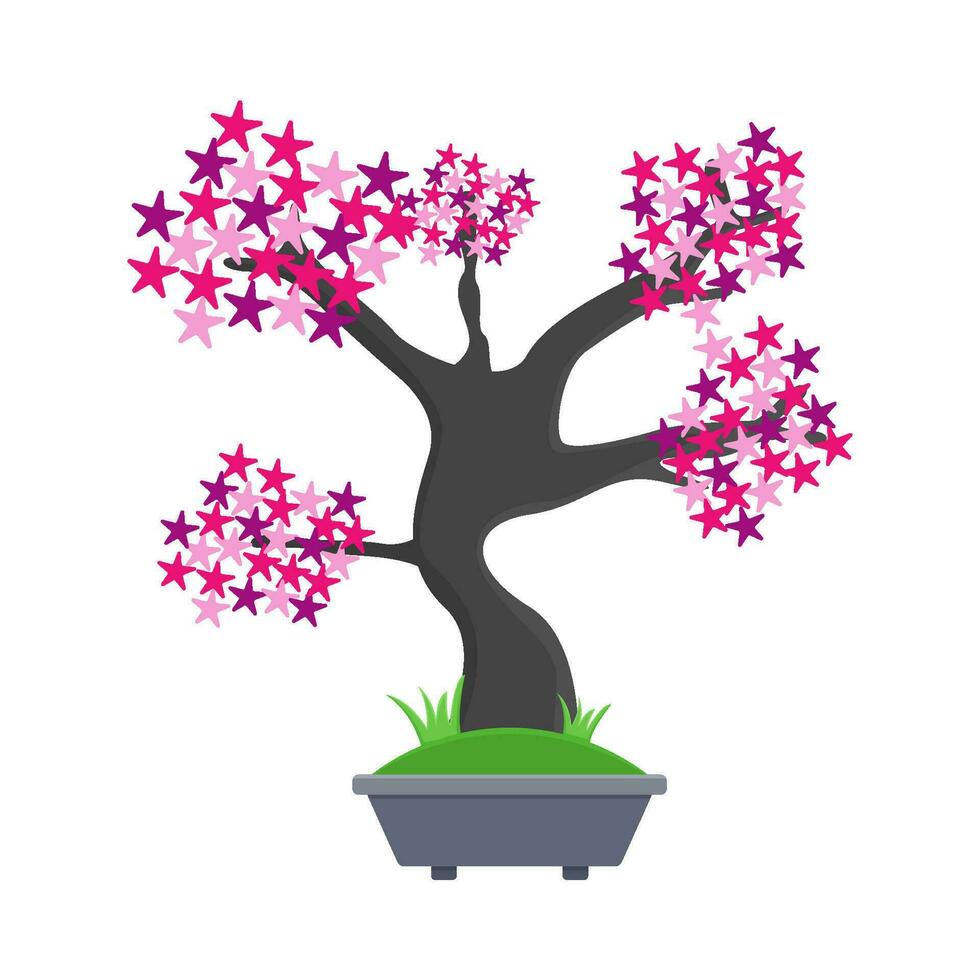 bonsai sakura flor dentro Panela ilustração vetor