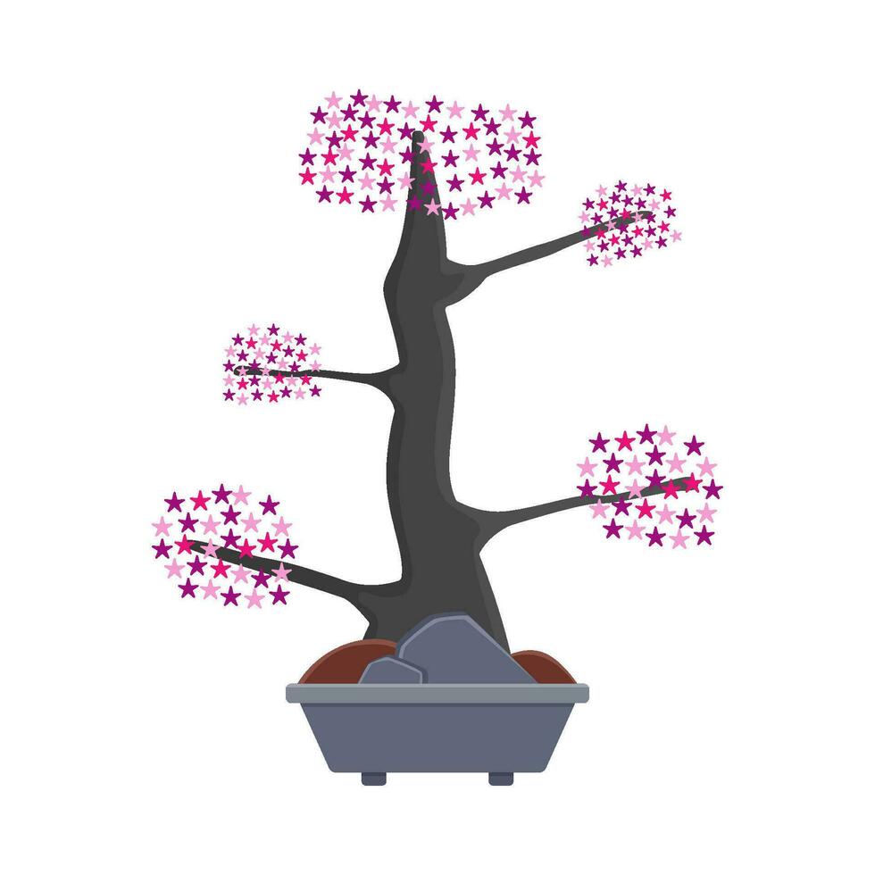 bonsai sakura flor dentro Panela ilustração vetor