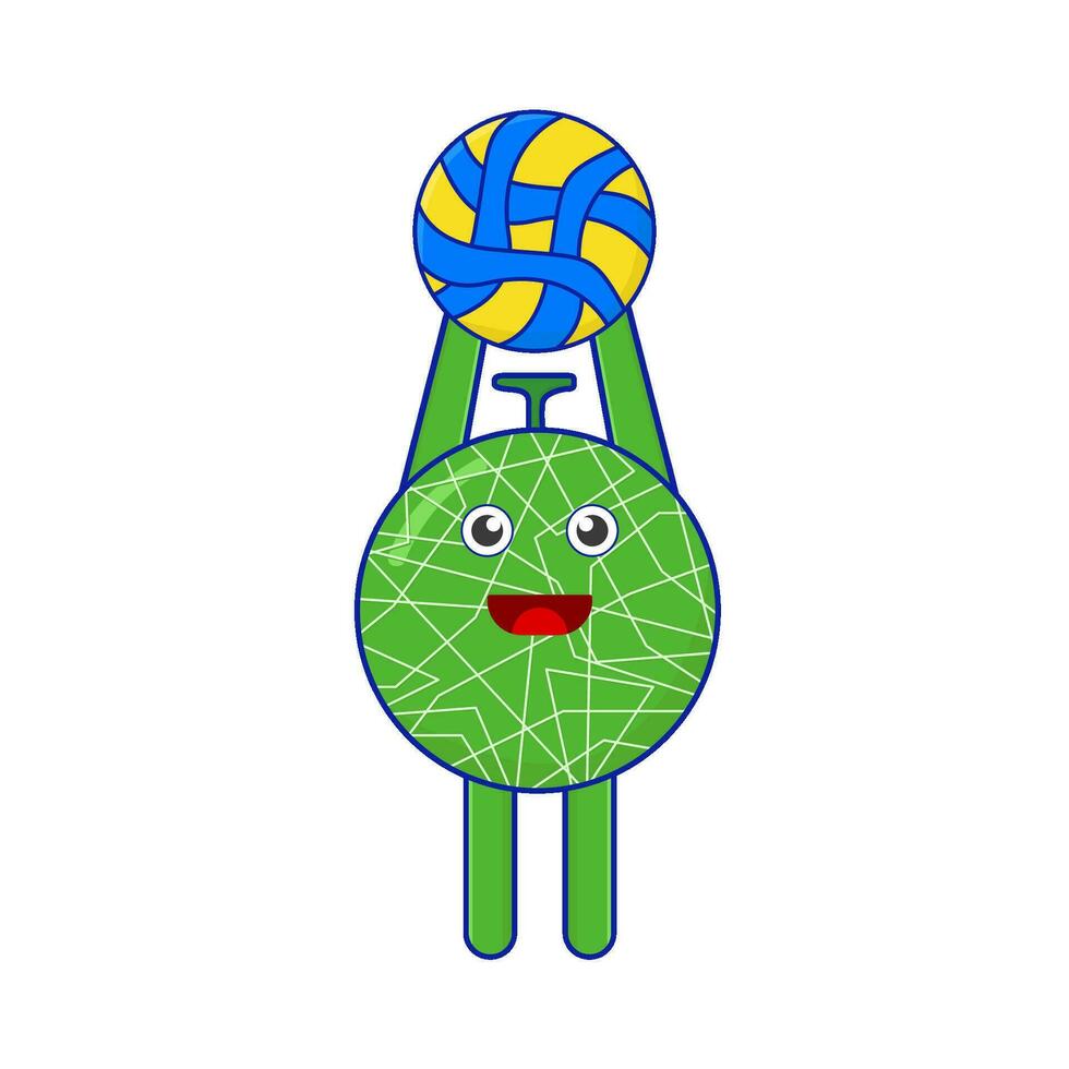 Cantalupo personagem jogando voleio bola ilustração vetor