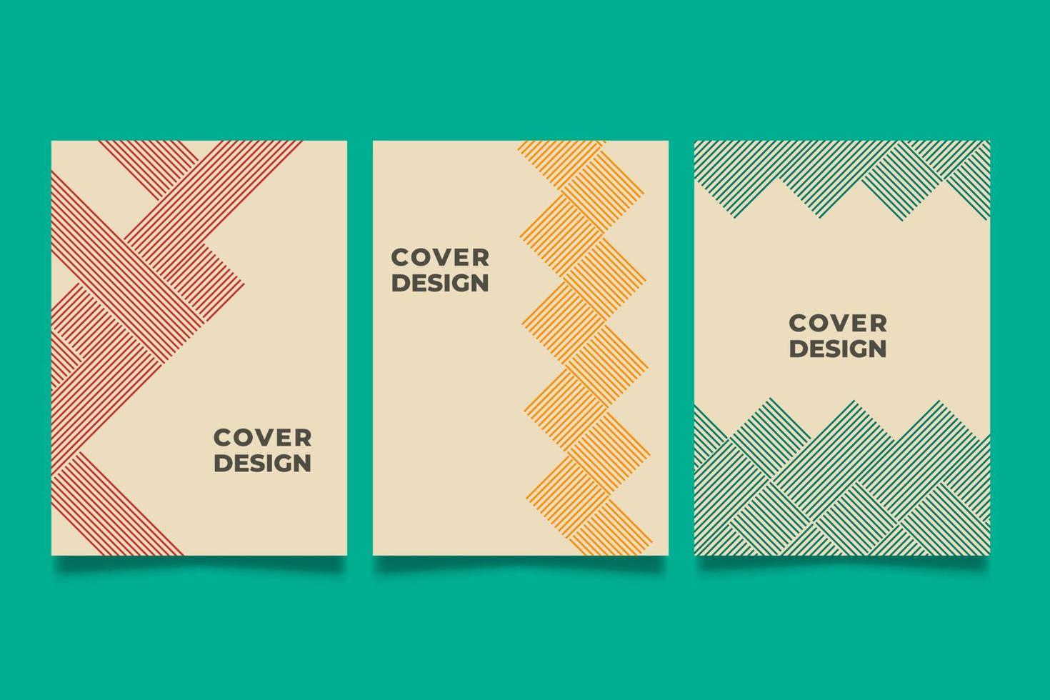 capa de design moderno e trendy, com conjunto de estilo bauhaus. fundo de linha geométrica, círculo de vetor, triângulo e design de arte de cor quadrada. para plano de fundo da web, arte do pôster. ilustração vetorial vetor