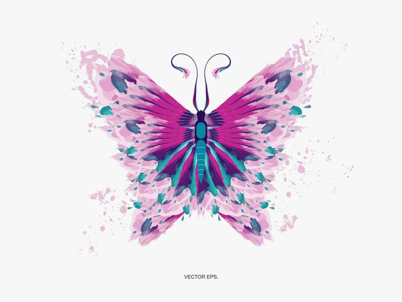 uma borboleta com roxa e azul asas em uma branco fundo vetor