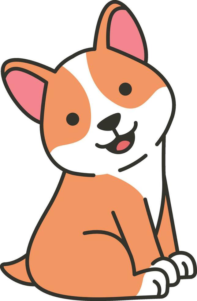 fofa corgi cachorro. vetor ilustração dentro rabisco estilo.