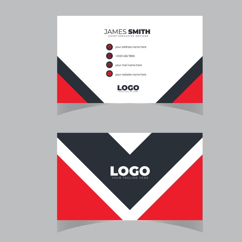 cartão de visita criativo moderno vermelho e cartão de nome, design de vetor de modelo limpo horizontal simples, layout em tamanho de retângulo.