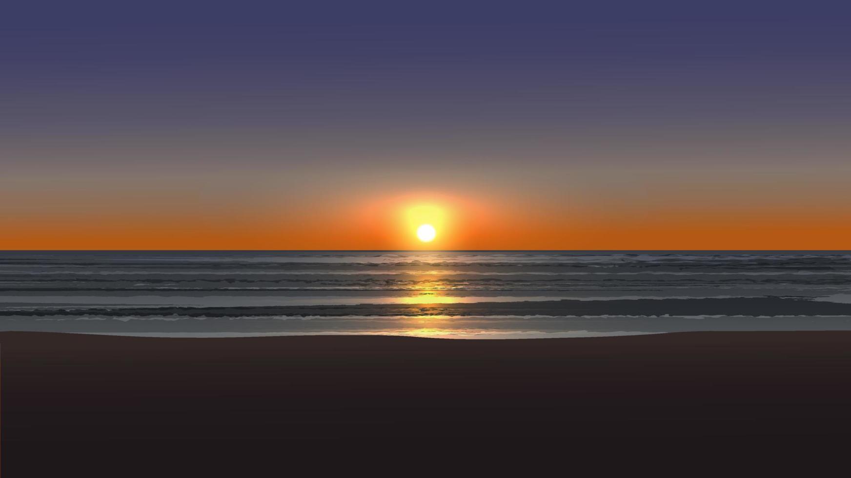 paisagem do pôr do sol da praia vetor