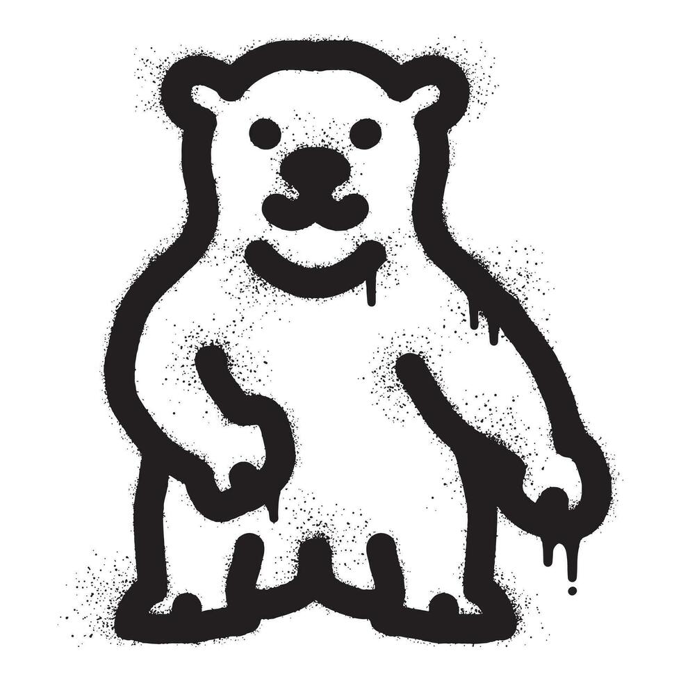 em pé polar Urso grafite desenhado com Preto spray pintura vetor