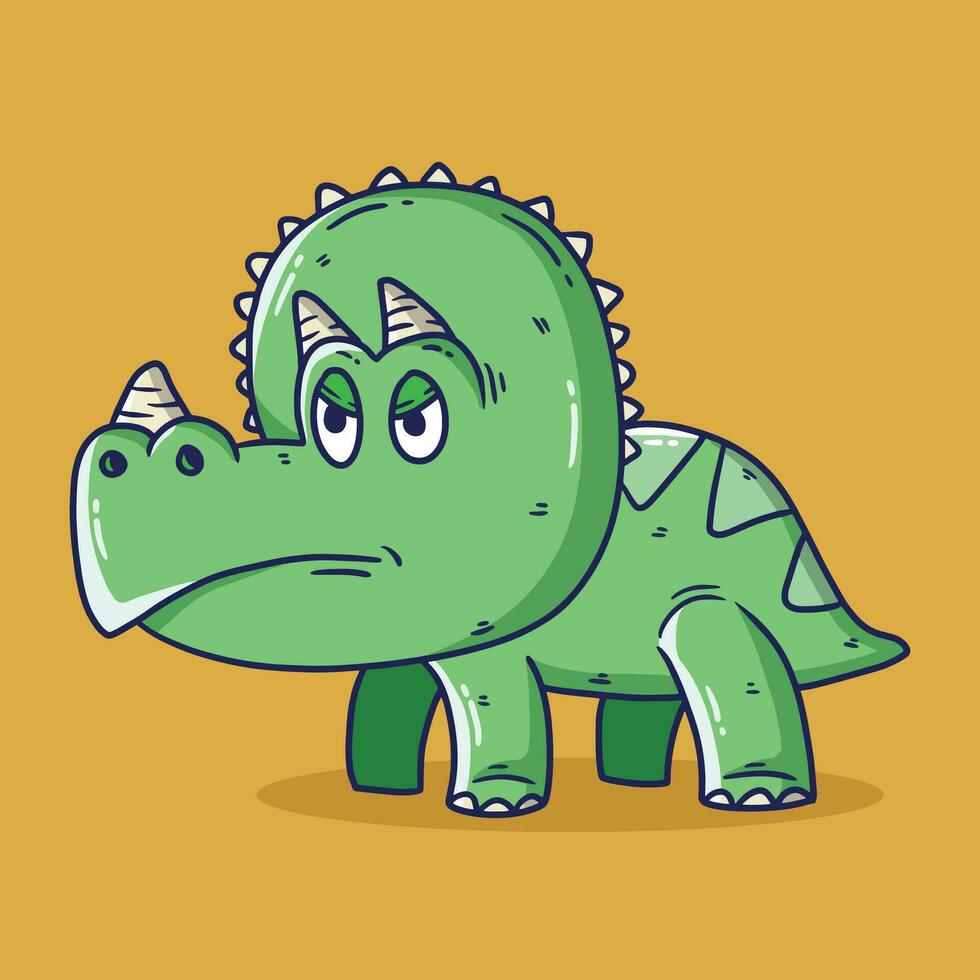 vetor ilustração do desenho animado dinossauro. triceratops desenho animado ilustração. mão desenhado vetor ilustração