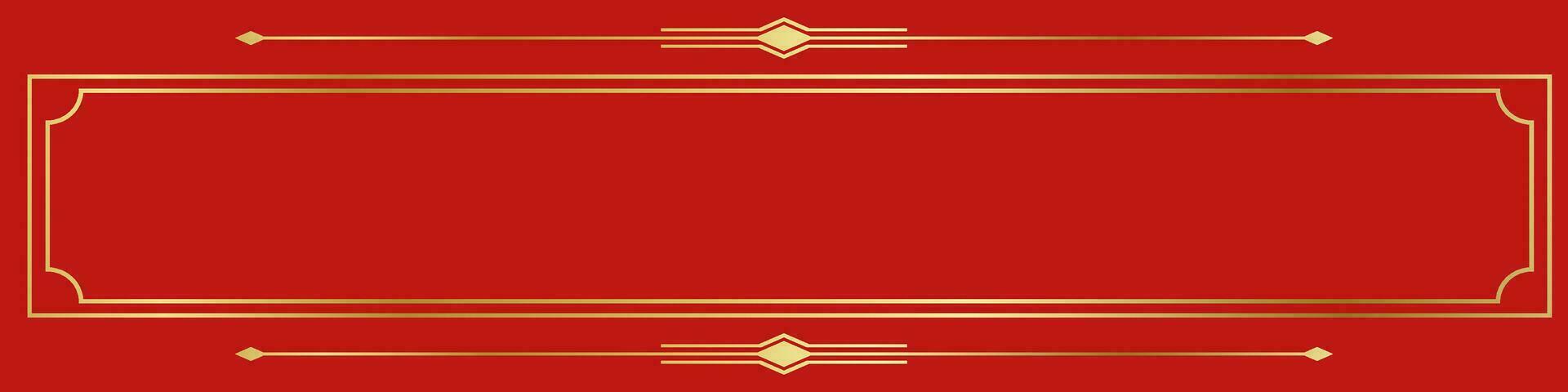 dourado emoldurado linhas para cartões em a elegante vermelho fundo. decorado dentro China vetor