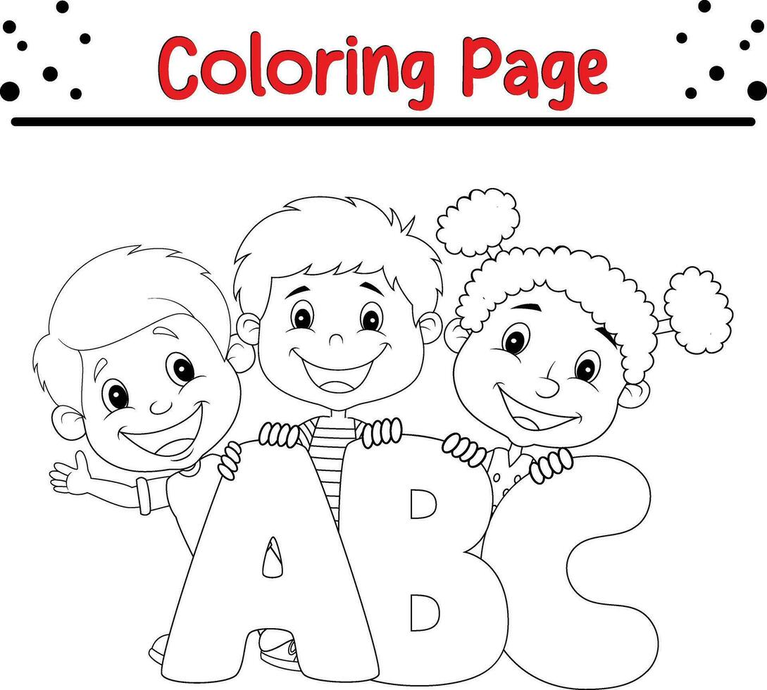 coloração página escola crianças com abc vetor