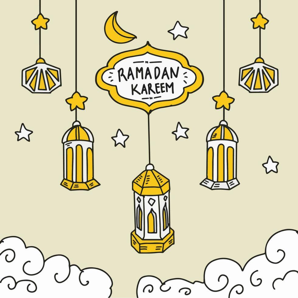 mão desenhado Ramadã kareem celebração vetor eps 10