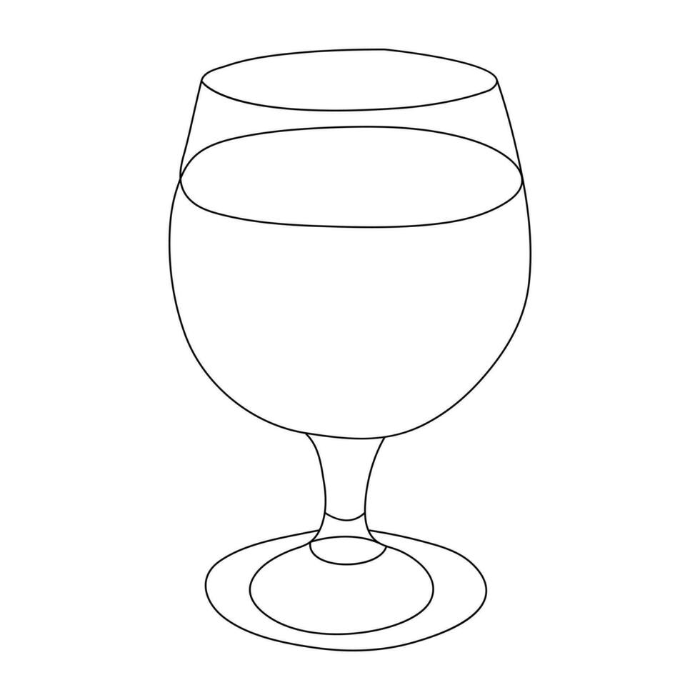 contínuo solteiro linha arte desenhando do vinho vidro esboço bebida elemento vetor ilustração