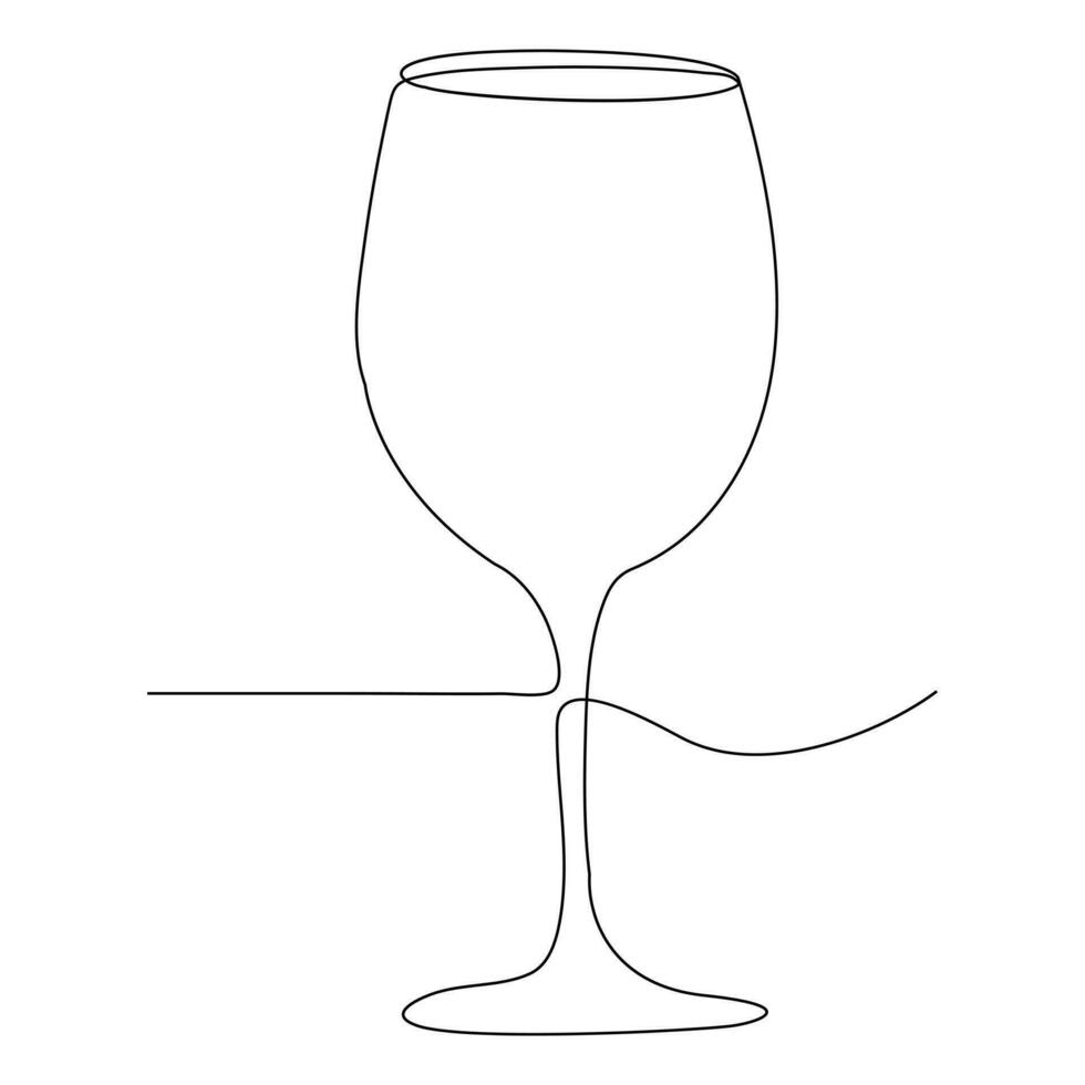 contínuo solteiro linha arte desenhando do vinho vidro esboço bebida elemento vetor ilustração