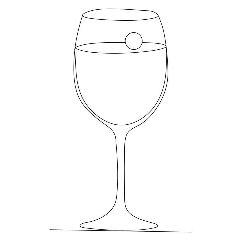 contínuo solteiro linha arte desenhando do vinho vidro esboço bebida elemento vetor ilustração