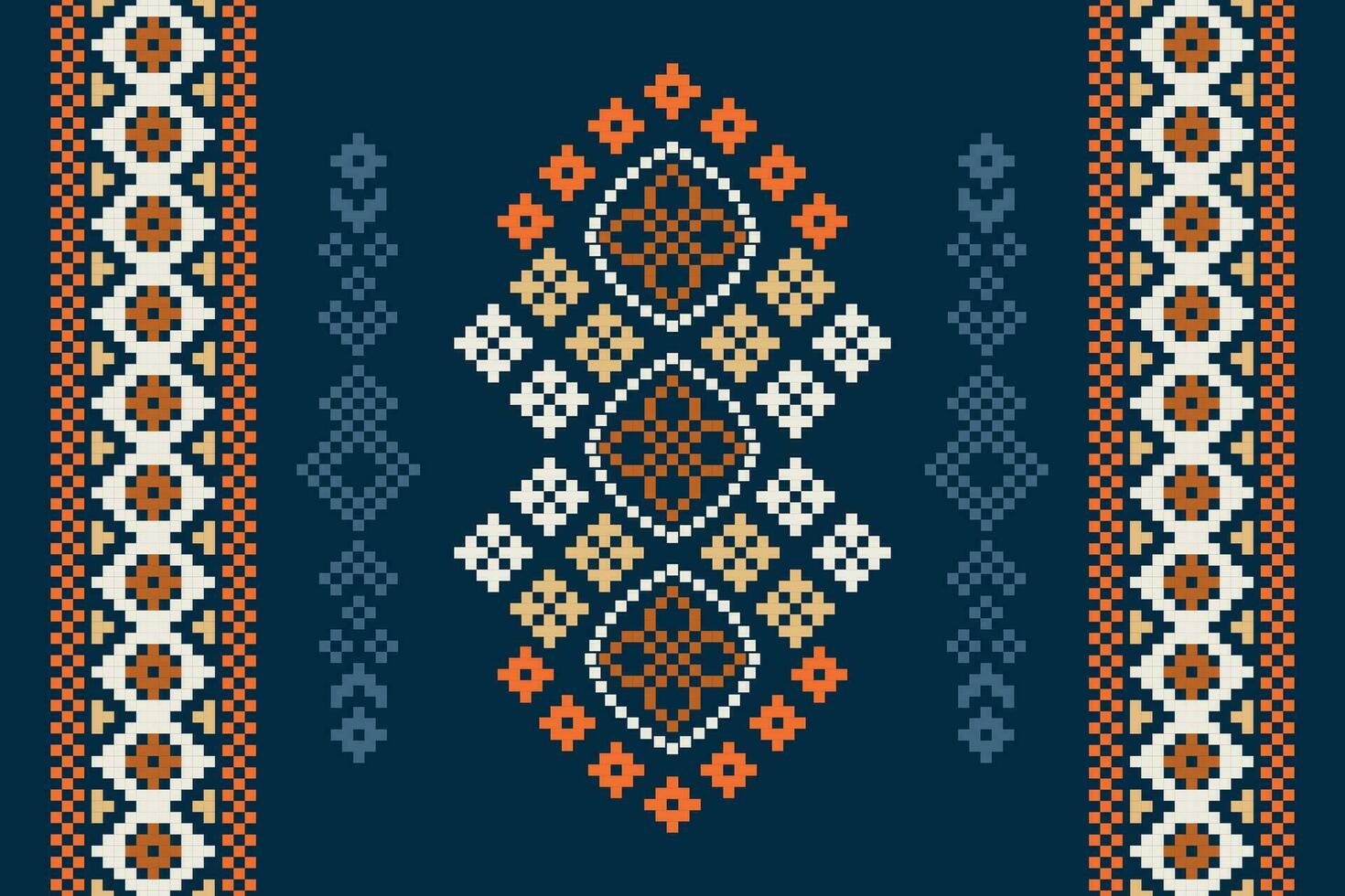 étnico geométrico tecido padronizar Cruz ponto.ikat bordado étnico oriental pixel padronizar marinha azul fundo. resumo,vetor,ilustração. textura,vestuário,cachecol,decoração,motivos,seda papel de parede. vetor