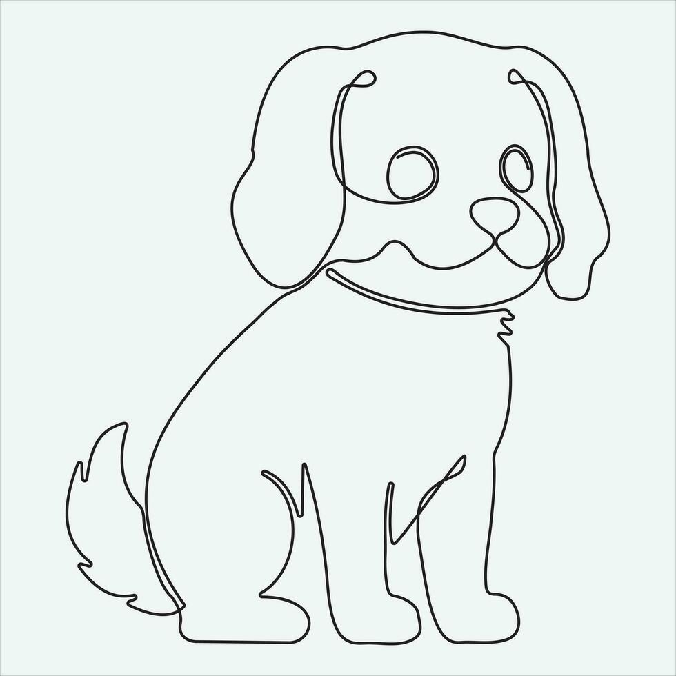 contínuo vetor linha desenhando do cachorro 1 linha desenhando