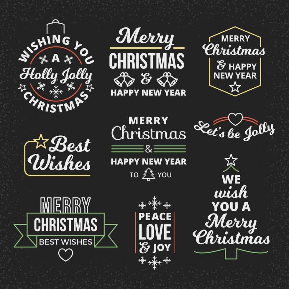 Natal decoração conjunto do caligráfico e tipográfico Projeto elementos, rótulos, símbolos, ícones, vetor