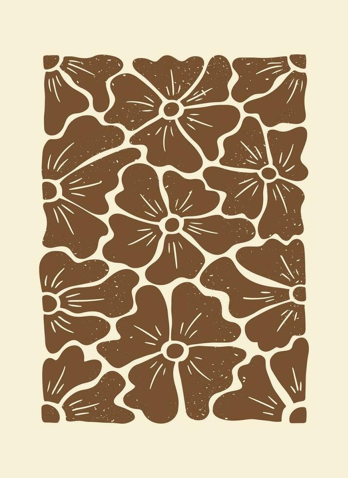 duotônico floral grunge abstrato vertical poster. plano vetor ilustração com flores, pétalas com arranhado textura. ideal para imprimir, cartazes, bandeira