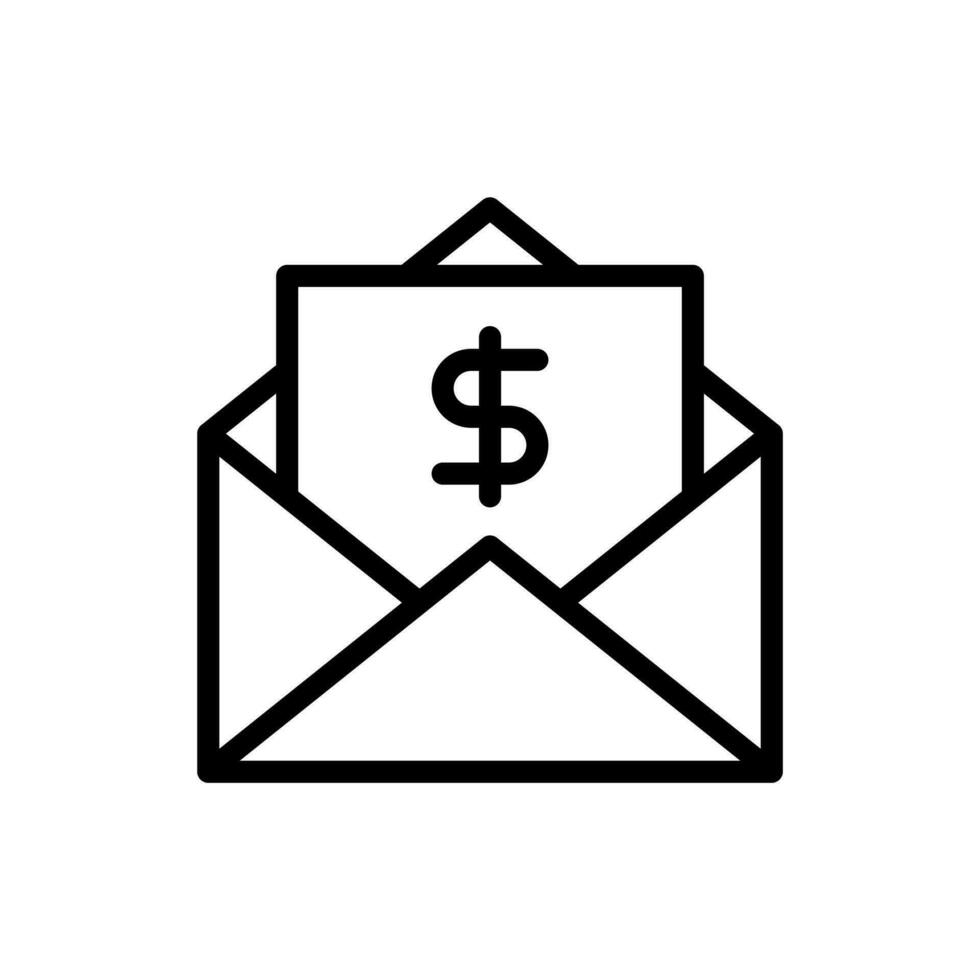 envelope com Unidos estados dólar símbolo USD, salário, fatura correspondência, compensação o email ícone dentro linha estilo Projeto isolado em branco fundo. editável AVC. vetor