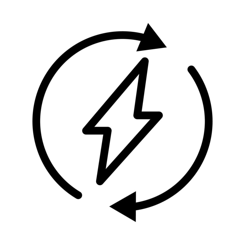vetor Preto linha ícone renovável eletricidade isolado em branco fundo