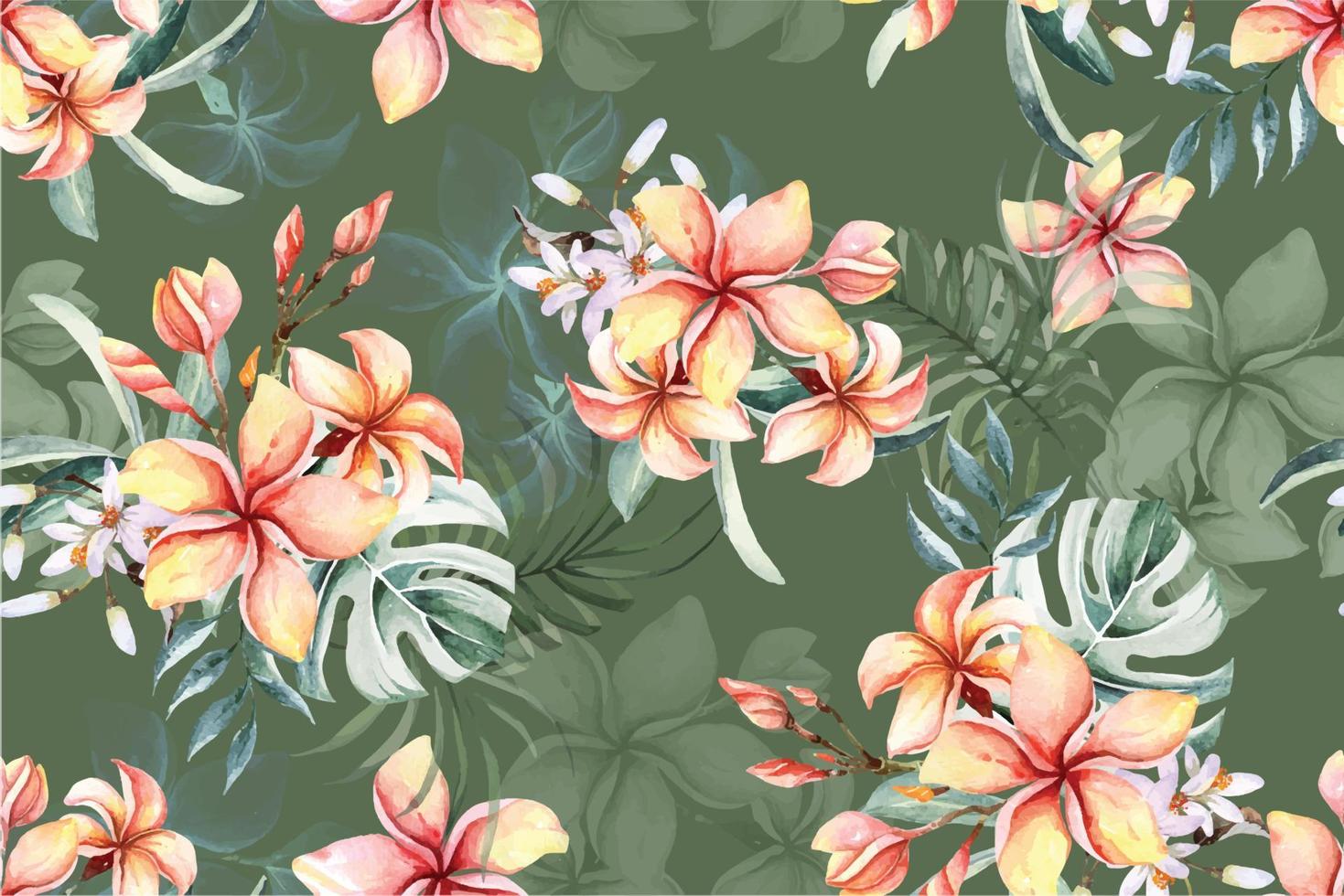 padrão sem emenda de plumeria pintado em aquarela. projetado para tecido luxuoso e papel de parede, estilo vintage. mão desenhada botânico floral. vetor