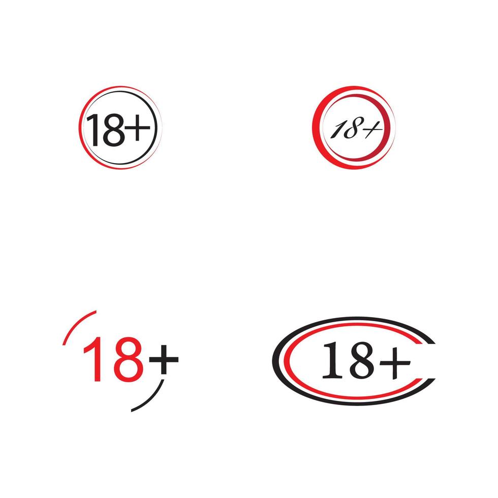 Modelo de design de ilustração vetorial de símbolo de ícone 18 plus vetor