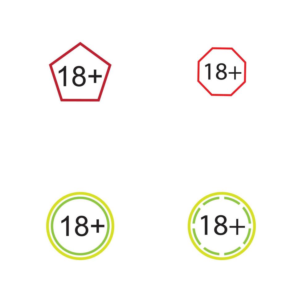 Modelo de design de ilustração vetorial de símbolo de ícone 18 plus vetor