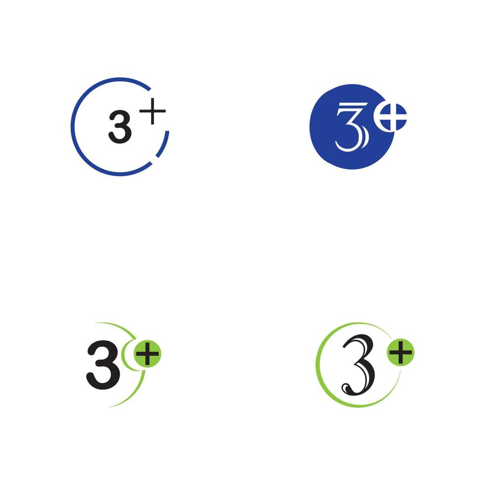 Modelo de design de ilustração vetorial de símbolo de ícone 3 plus vetor