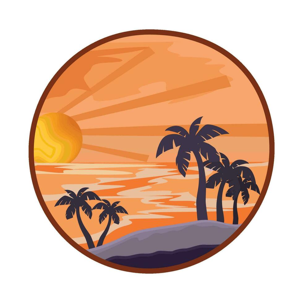 ilustração da paisagem do pôr do sol vetor