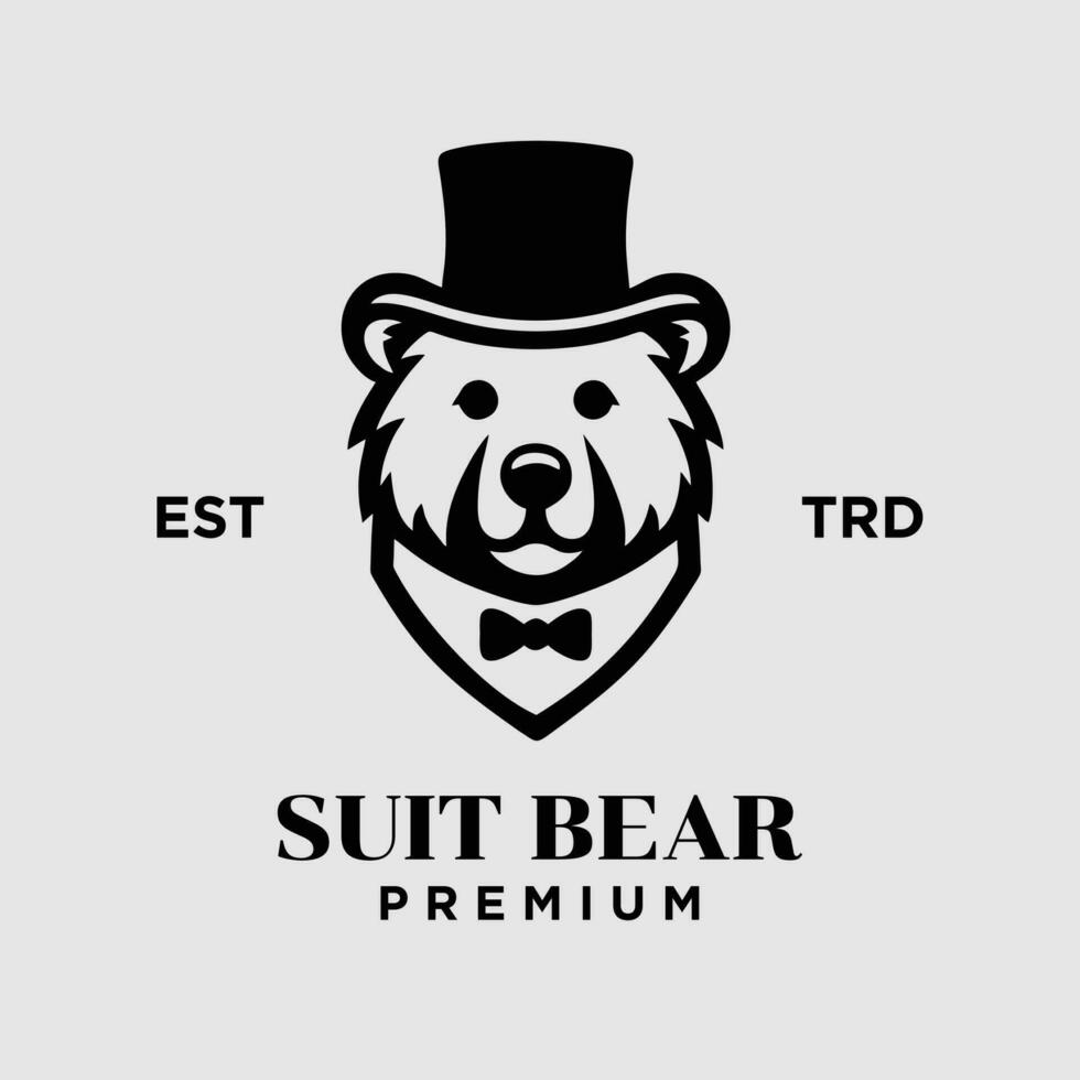 Urso cavalheiro vintage logotipo ícone Projeto vetor