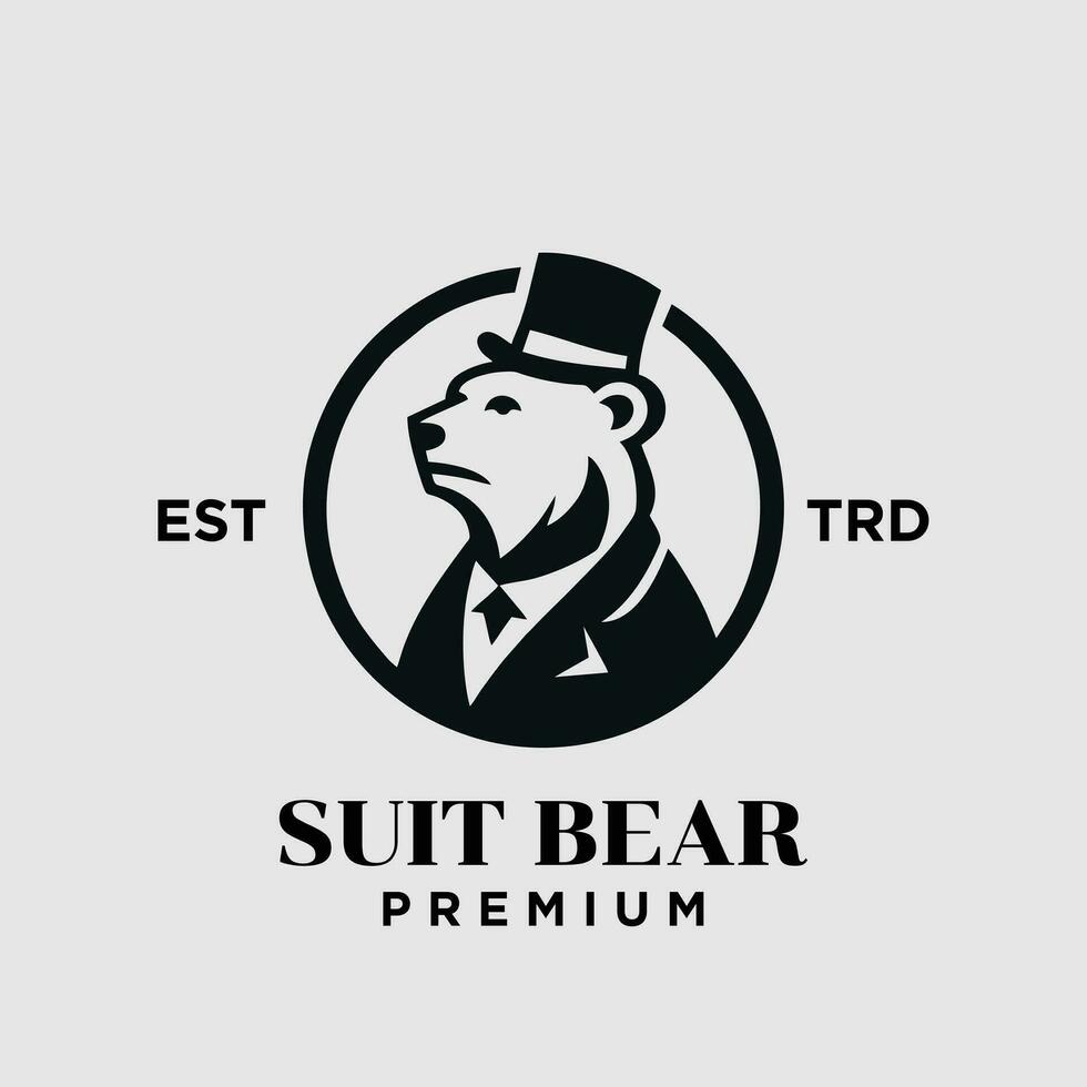 Urso cavalheiro vintage logotipo ícone Projeto vetor