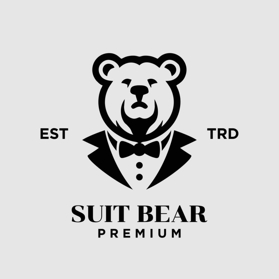 Urso cavalheiro vintage logotipo ícone Projeto vetor