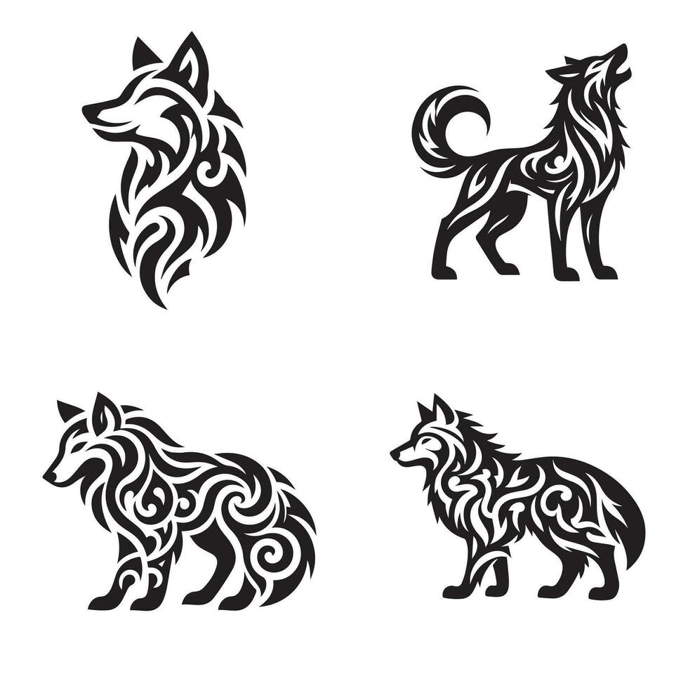 Lobo tribal tatuagem logotipo ícone Projeto ilustração vetor