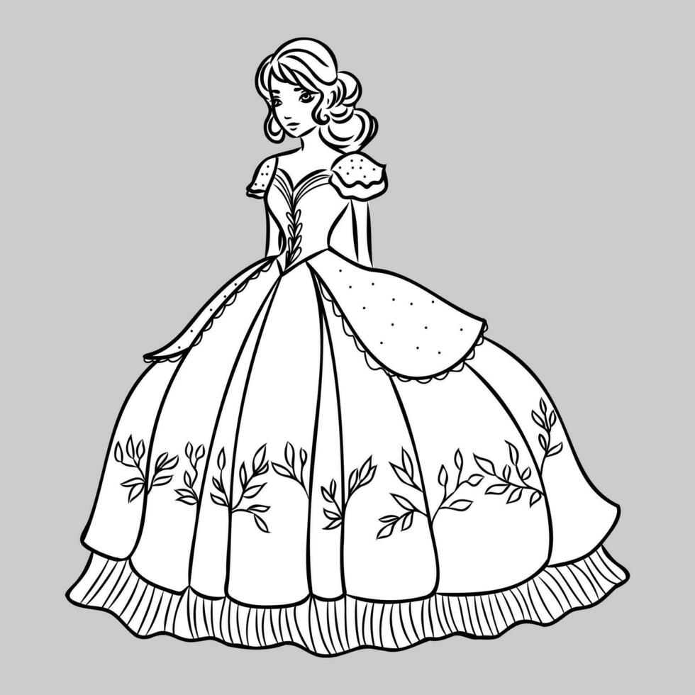 desenho animado Princesa vetor esboço