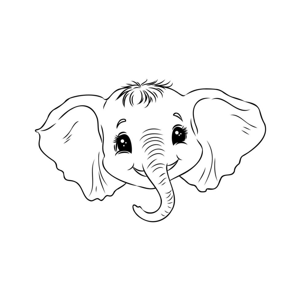 desenho animado elefante vetor esboço