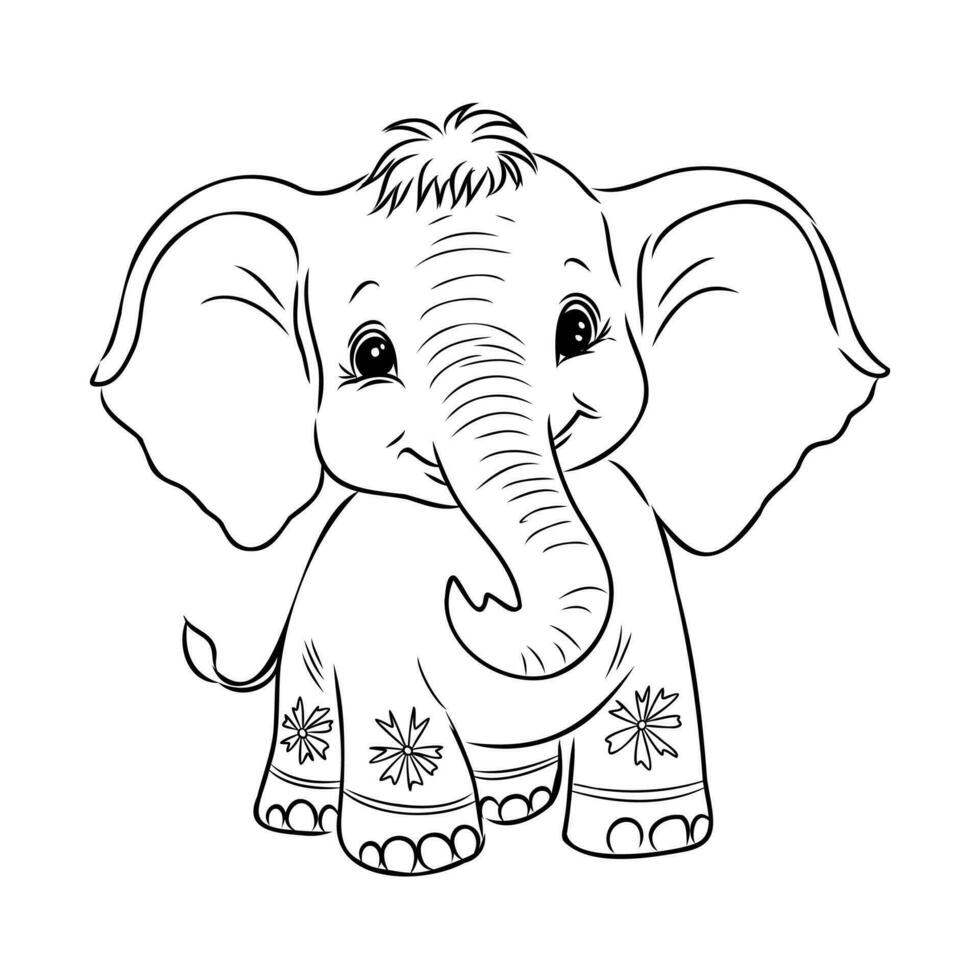 desenho animado elefante vetor esboço