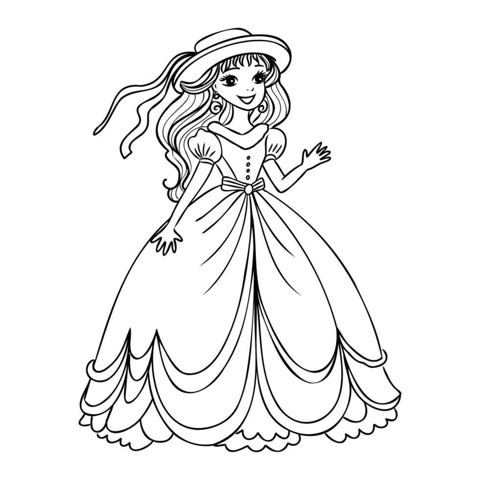 desenho animado Princesa esboço vetor