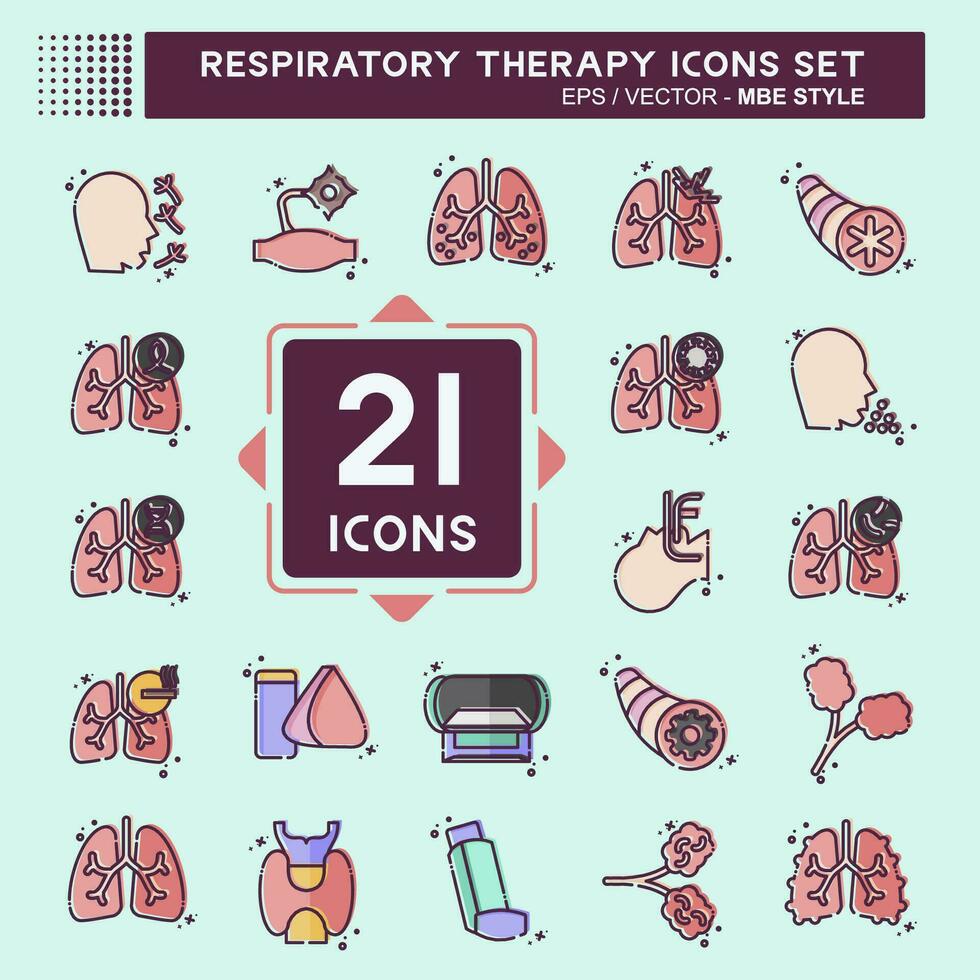 ícone conjunto respiratório terapia. relacionado para saudável símbolo. mbe estilo. simples Projeto editável. simples ilustração vetor