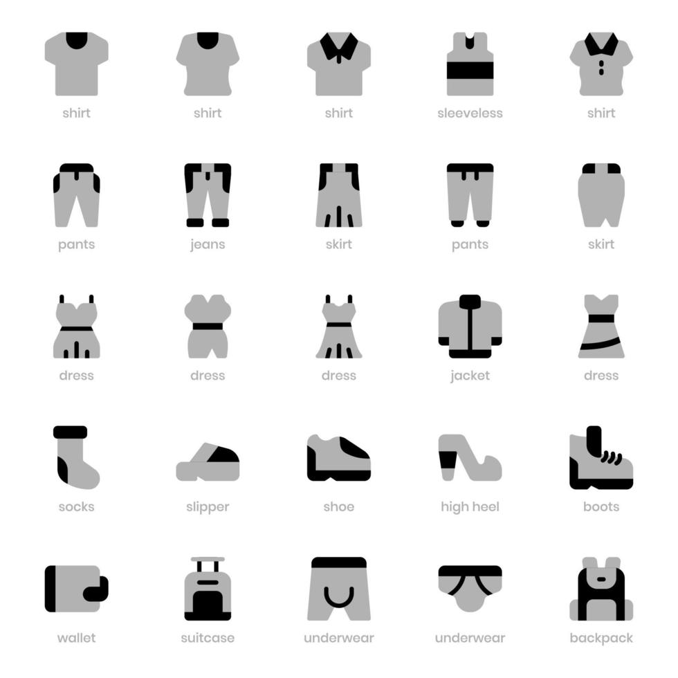 pacote de ícones de moda e roupas para o design do seu site, logotipo, aplicativo, interface do usuário. design de tom duo ícone de moda e roupas. ilustração de gráficos vetoriais e curso editável. vetor