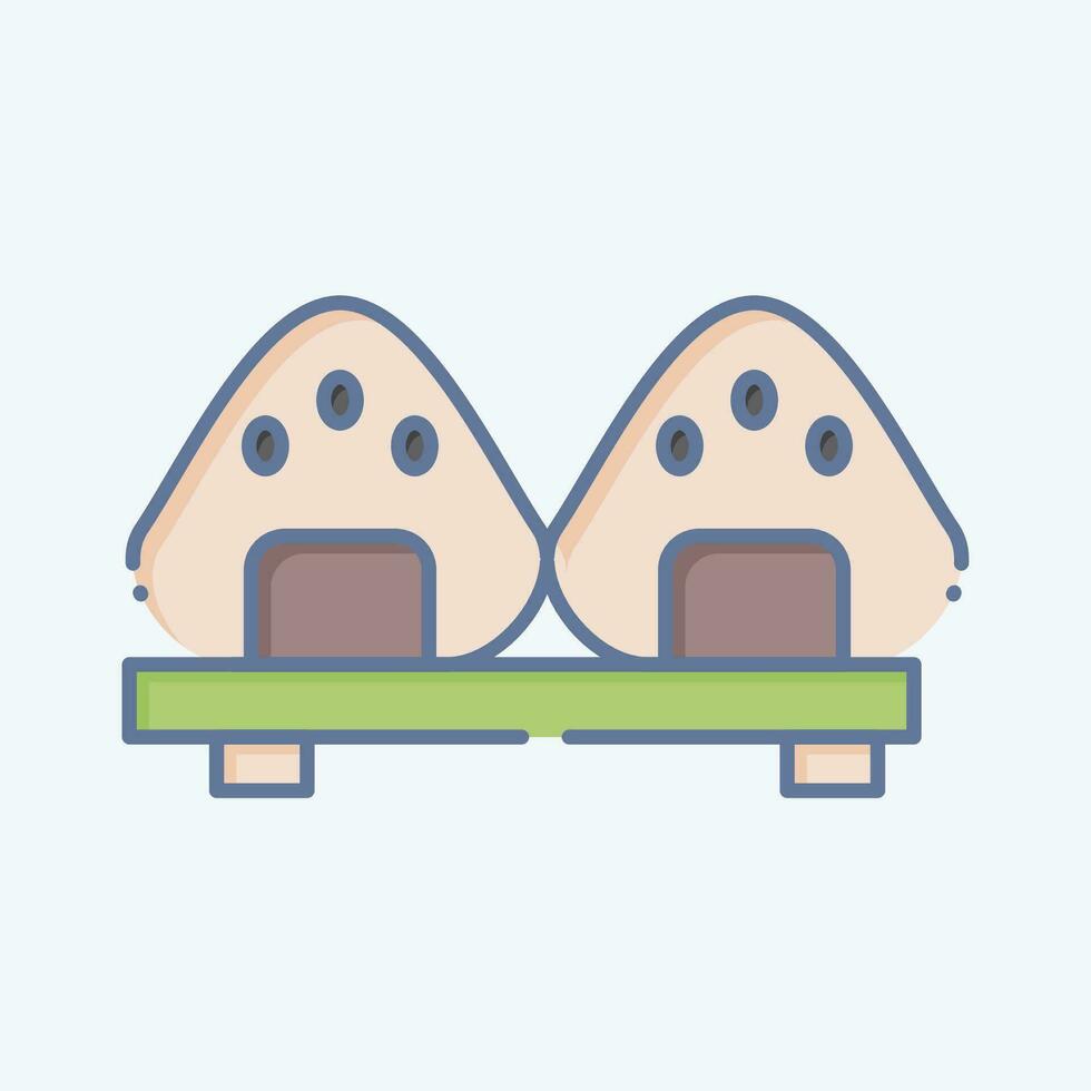 ícone onigiri. relacionado para sakura festival símbolo. rabisco estilo. simples Projeto editável. simples ilustração vetor