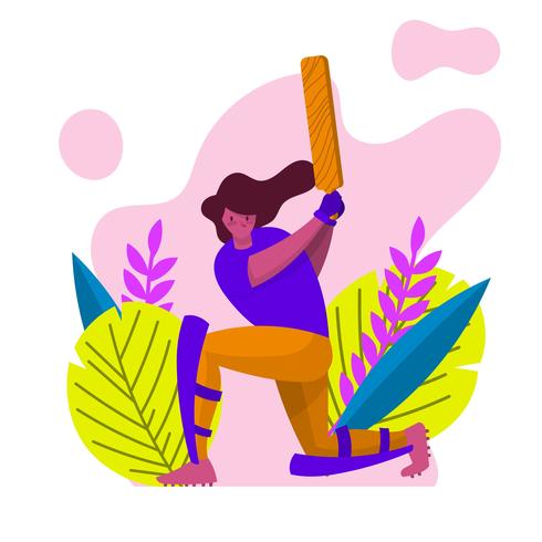 Ilustração em vetor plana moderna mulher Cricket Player