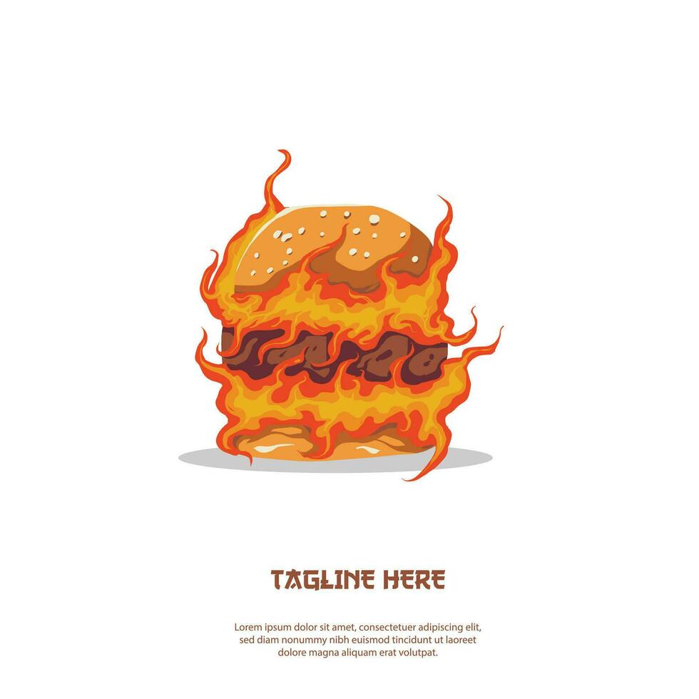 fogo cobertura Hamburger vetor ilustração