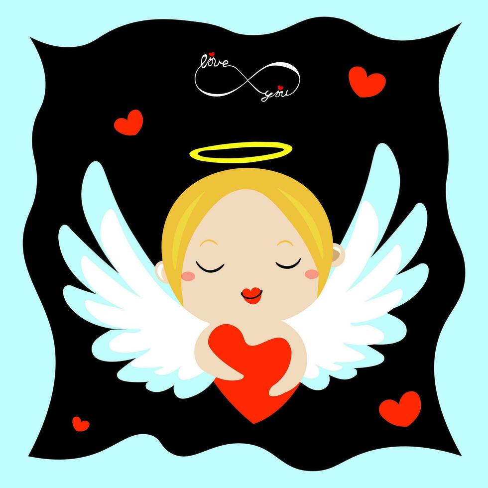 fofa anjo com coração vetor ilustração