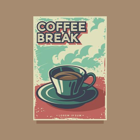 Modelo de vetor de Poster Retro Coffee Break