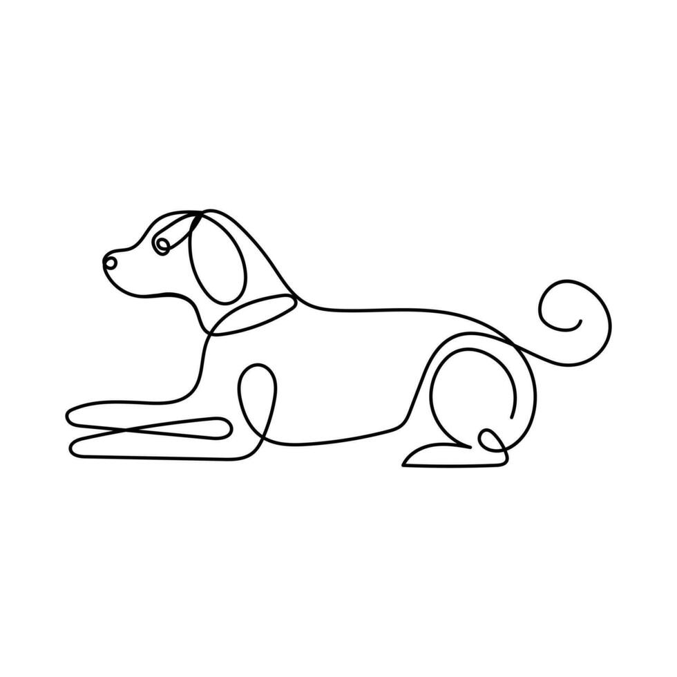 fofa cachorro animal animal contínuo 1 linha arte esboço silhueta simples desenhando vetor ilustração