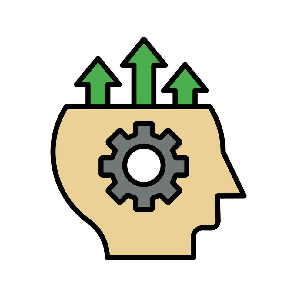 cabeça com engrenagens. auto melhoria ícone vetor