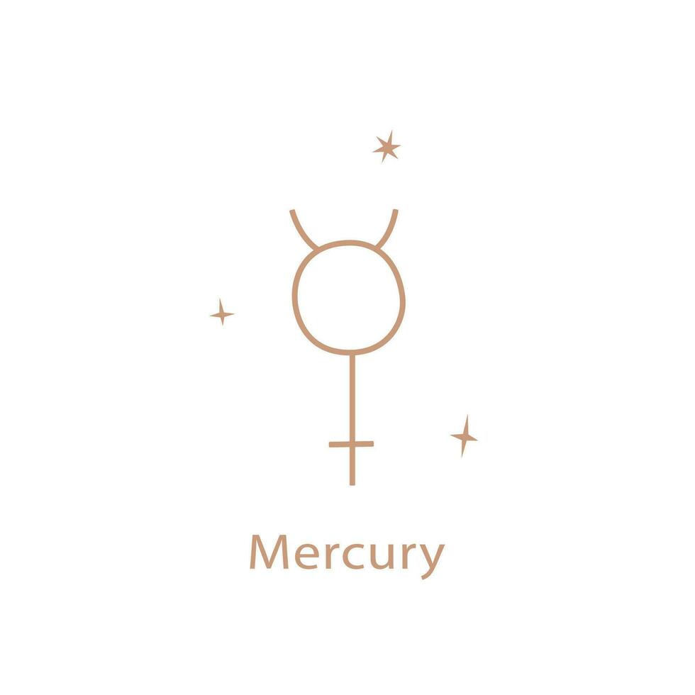 astrológico placa do a mercúrio, fofa contorno estilo. vetor