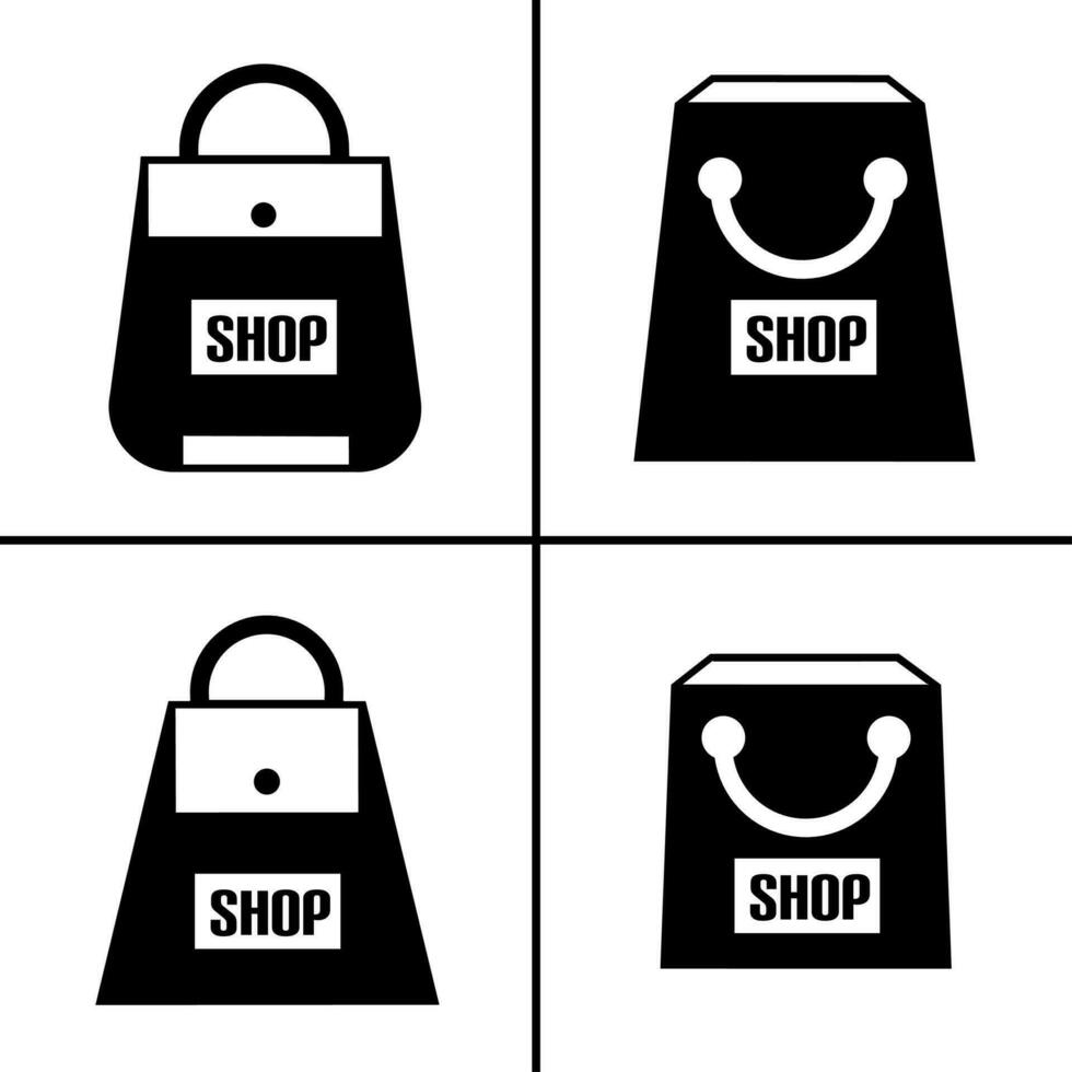 vetor Preto e branco ilustração do compras saco ícone para negócios. estoque vetor Projeto.