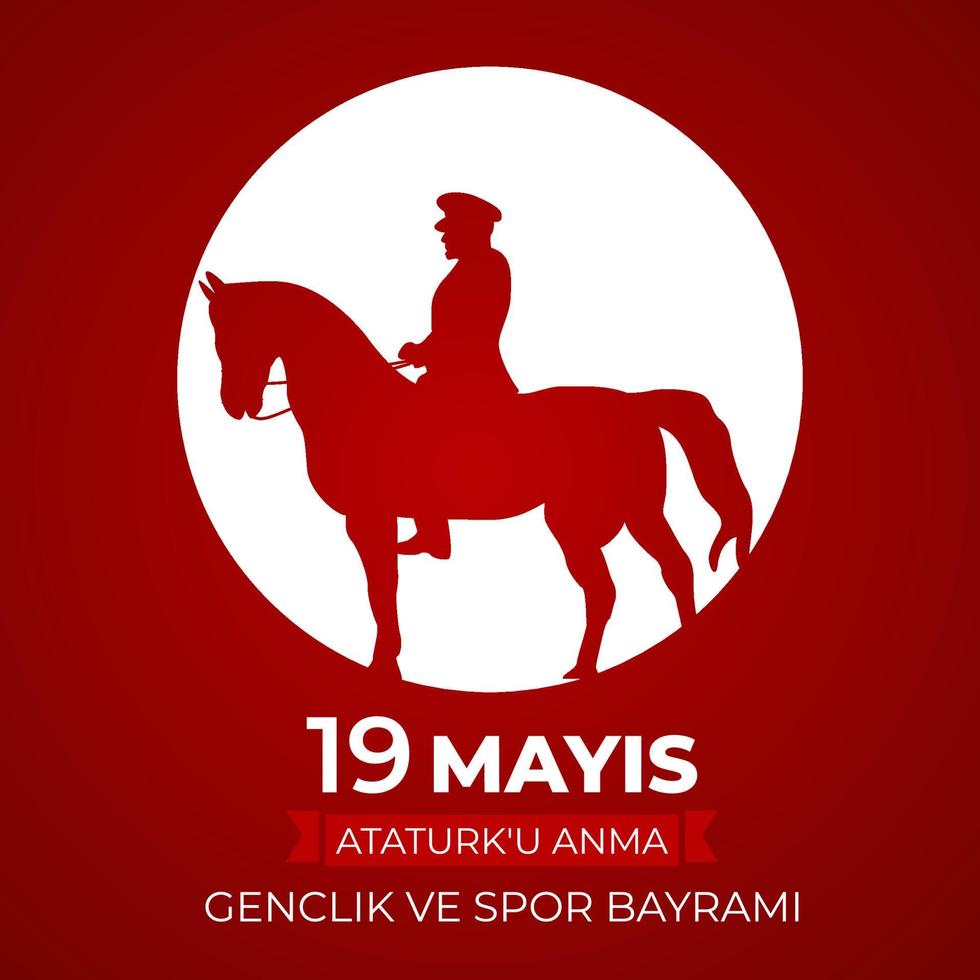 19 de maio comemoração do ataturk, dia da juventude e do esporte vetor