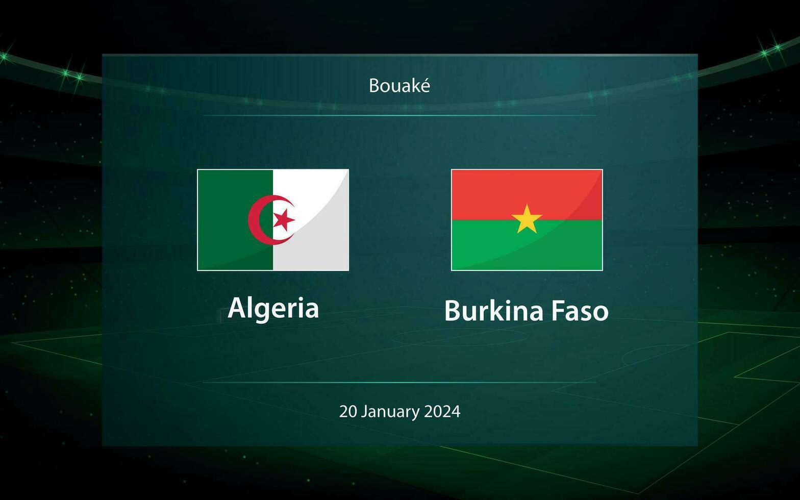 Argélia vs burkina faso. futebol placar transmissão gráfico vetor