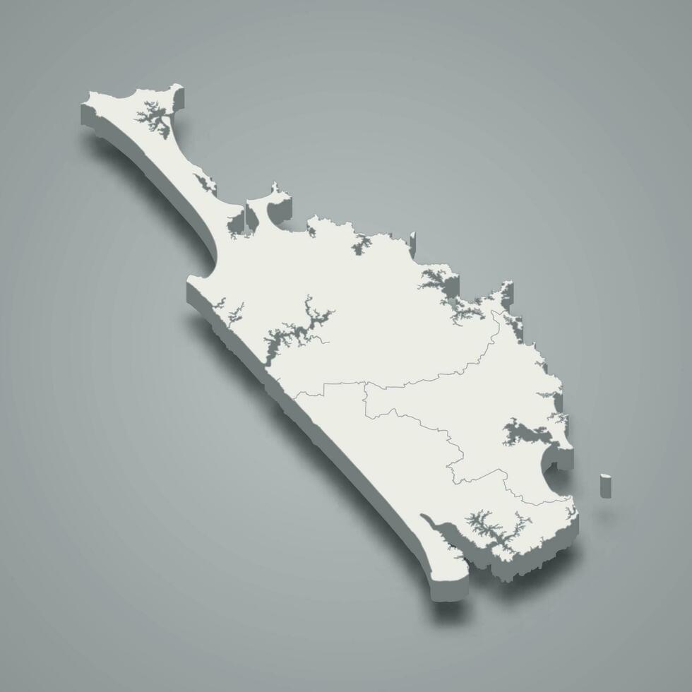 3d isométrico mapa do terra do norte é uma região do Novo zelândia vetor